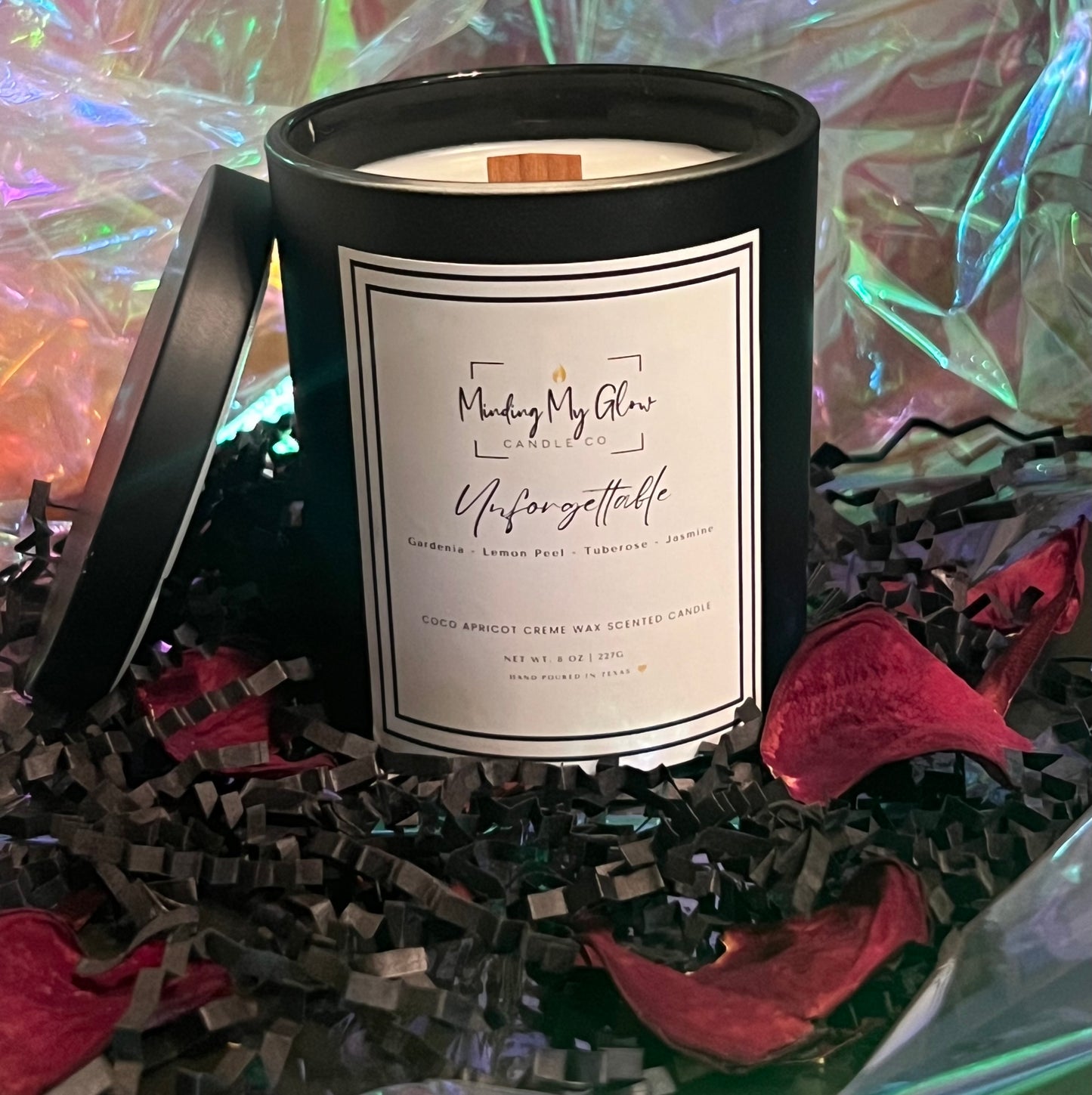 Unforgettable - 8 oz candle (crackling wood wick)